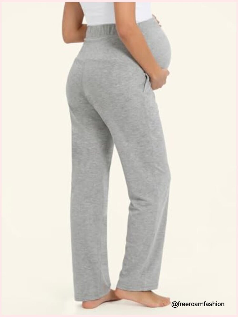 Maternity Pajama Pants Soft Viscose Wide Leg Lounge Sleepwear with Pockets - Picture 2 of 7